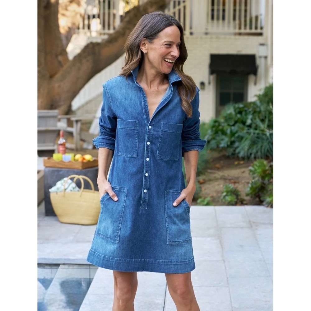 Frank & Eileen SOUTHERN IRELAND Denim Shirt Dress Blue Medium Wash Size M